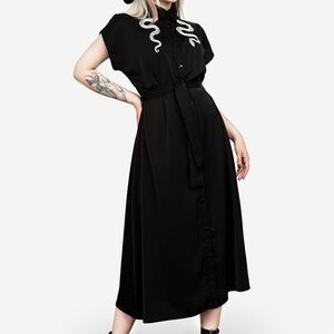 Disturbia Black Midi Dress with Snake Detail